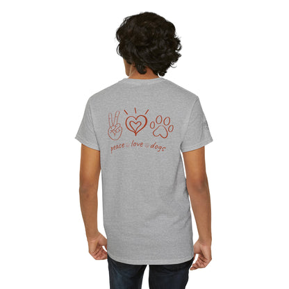 Ollie's: Peace Love Dogs T-Shirt, 100% Cotton