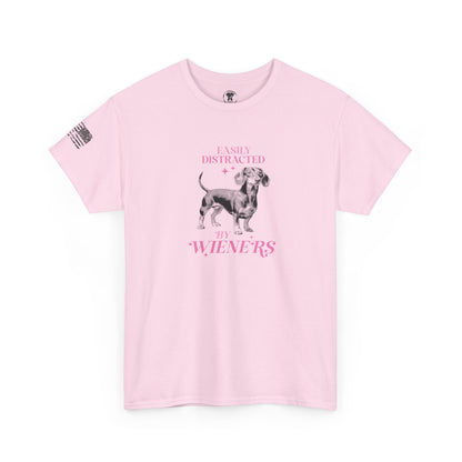 Ollie's: "Easily Distracted By Wieners" - 100% Cotton Graphic T-Shirt