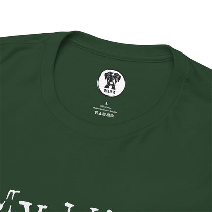 Ollie's: My Wife Beats Me T-Shirt, Dark - 100% Cotton
