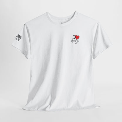 Ollie's: 'I Love Dogs Woof' - 100% Cotton T-shirt