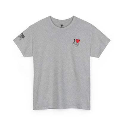 Ollie's: 'I Love Dogs Woof' - 100% Cotton T-shirt