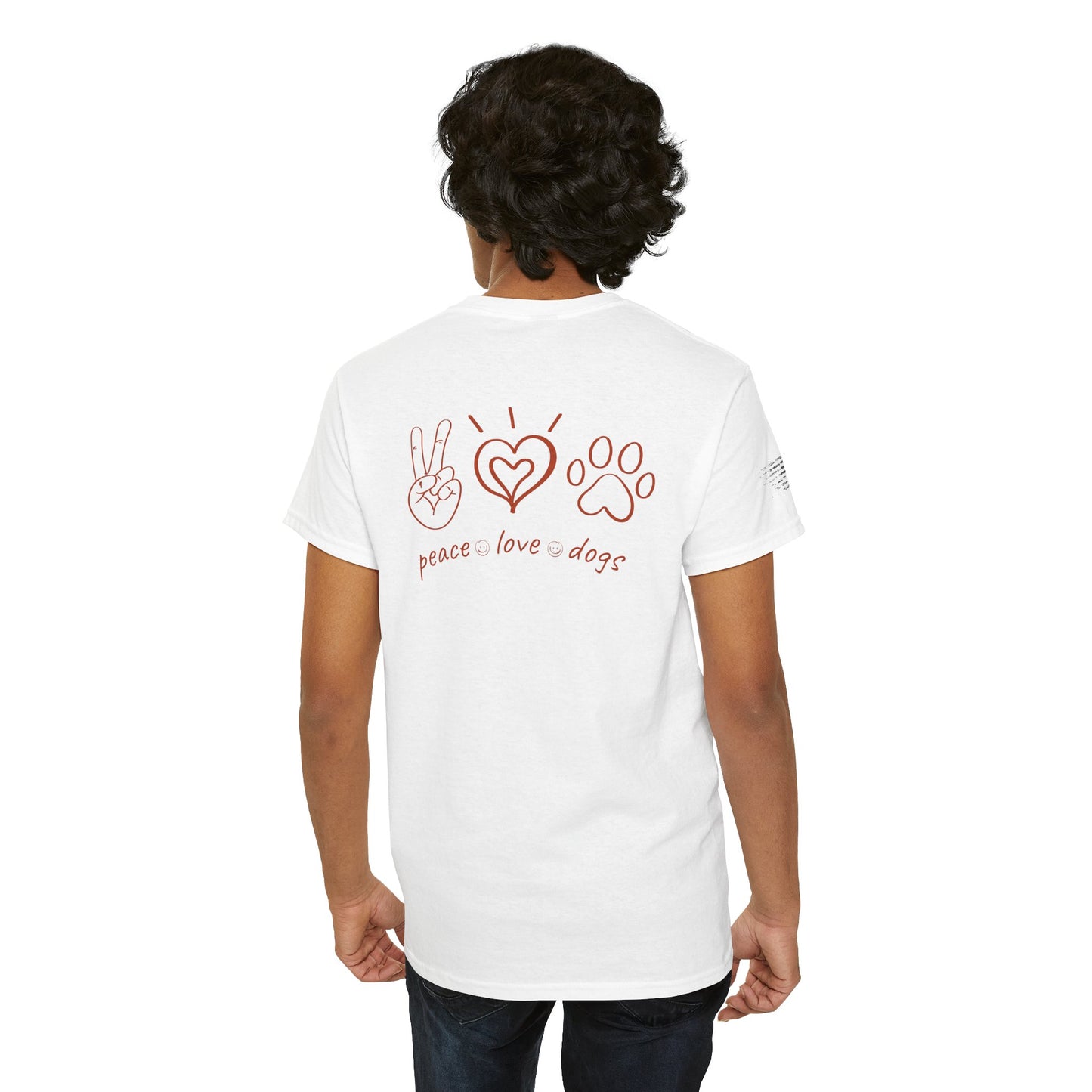 Ollie's: Peace Love Dogs T-Shirt, 100% Cotton