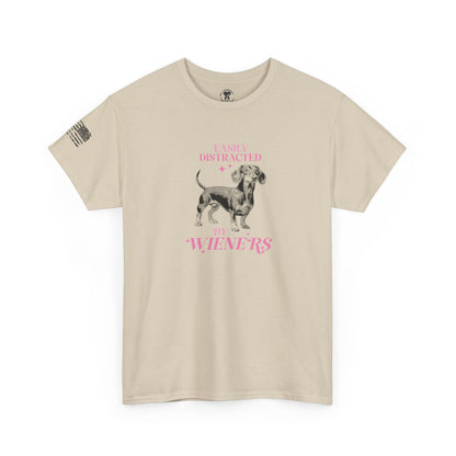Ollie's: "Easily Distracted By Wieners" - 100% Cotton Graphic T-Shirt