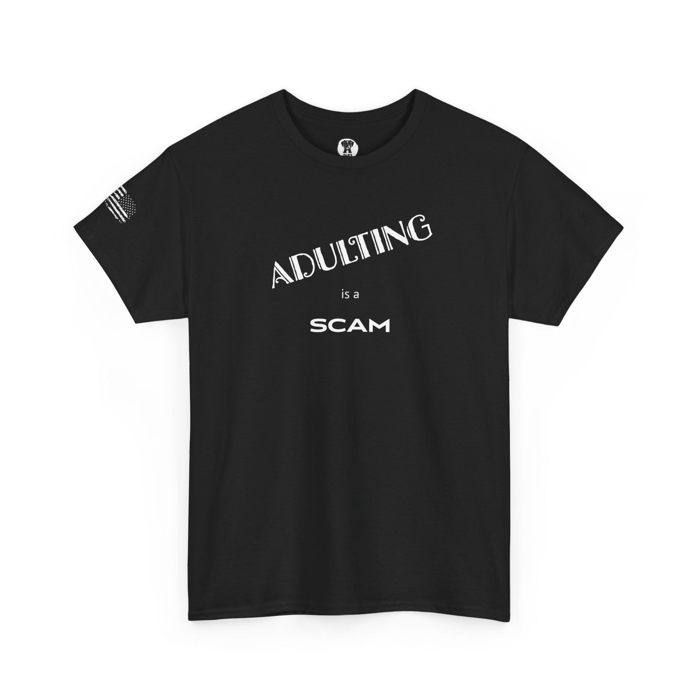 Ollie's: "Adulting Is a Scam" - 100% Cotton Graphic T-Shirt