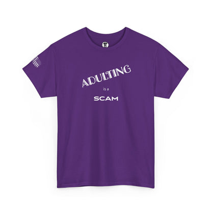 Ollie's: "Adulting Is a Scam" - 100% Cotton Graphic T-Shirt