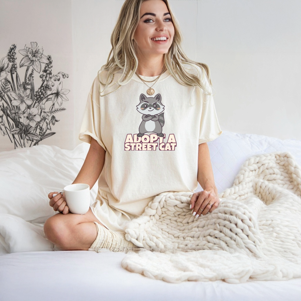 Ollie's: "Adopt a Street Cat" - 100% Cotton Graphic T-Shirt