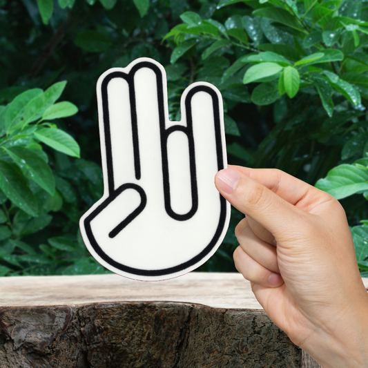 Durable vinyl die-cut 2 in 1 finger gesture Sticker.