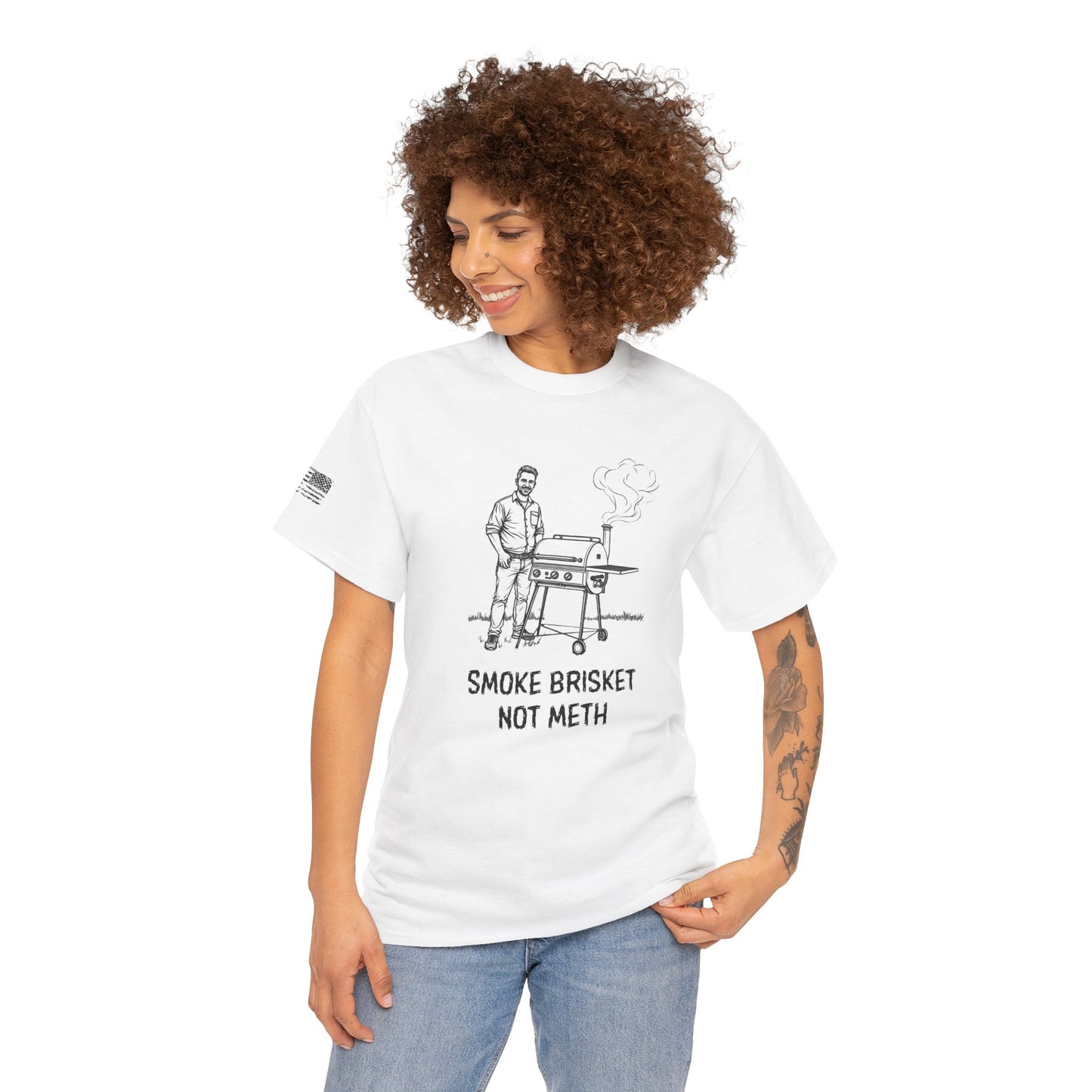 Ollie's: Smoke Brisket Not Meth T-Shirt 100% Cotton