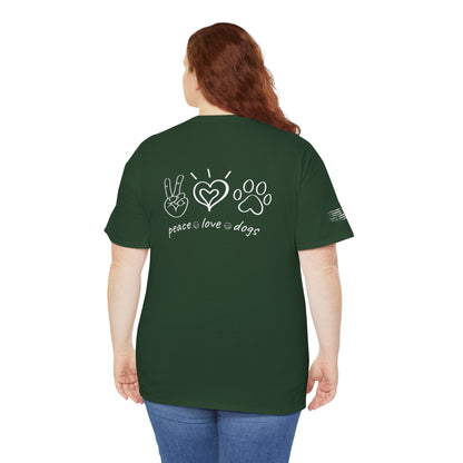 Ollie's: Peace Love Dogs T-Shirt, 100% Cotton
