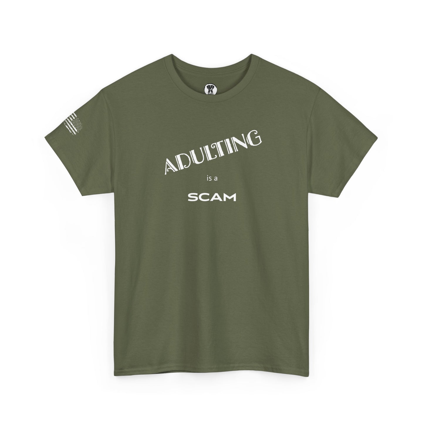 Ollie's: "Adulting Is a Scam" - 100% Cotton Graphic T-Shirt