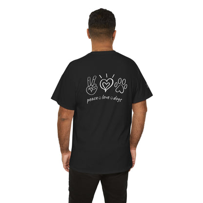 Ollie's: Peace Love Dogs T-Shirt, 100% Cotton