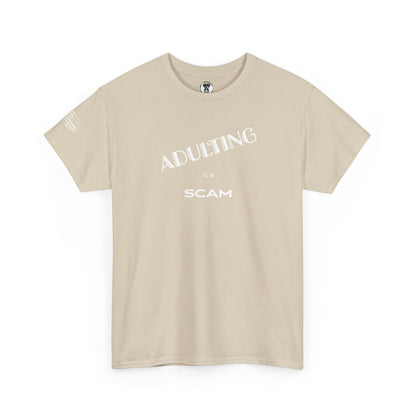 Ollie's: "Adulting Is a Scam" - 100% Cotton Graphic T-Shirt