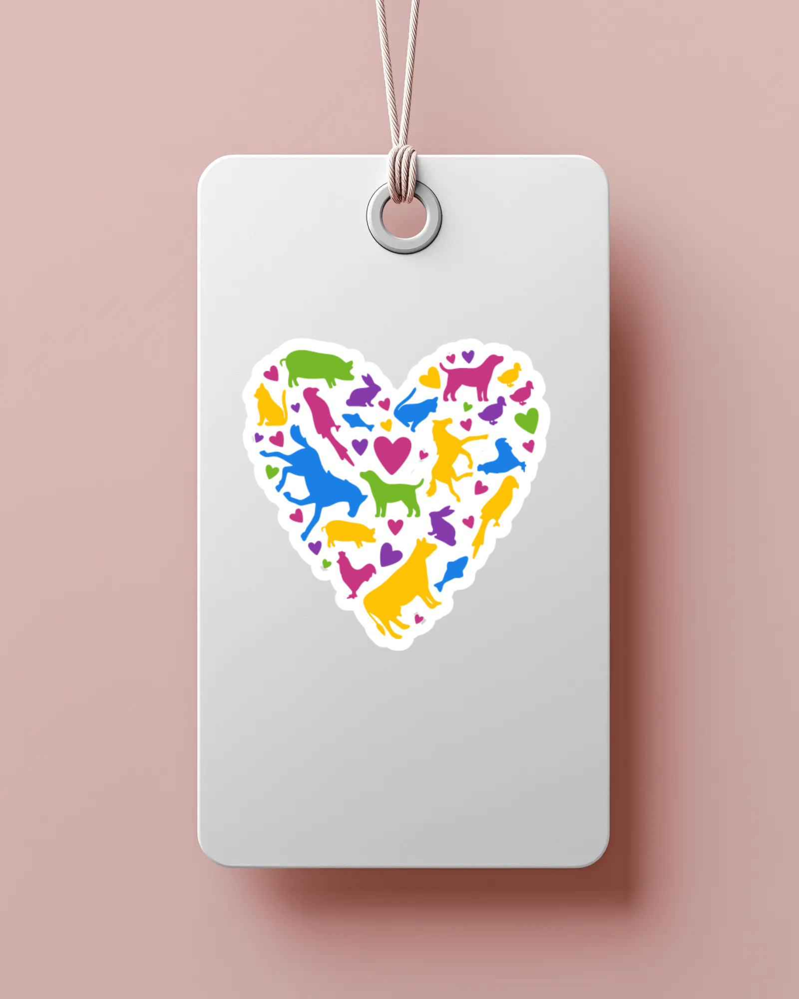 Heart With Animals Sticker - Durable, Vinyl