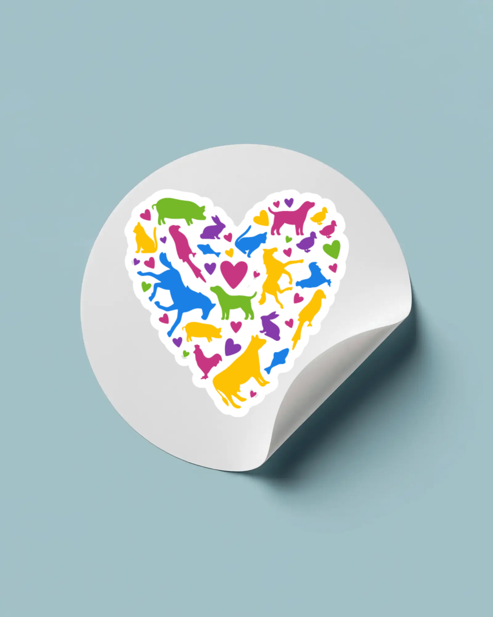 Heart With Animals Sticker - Durable, Vinyl