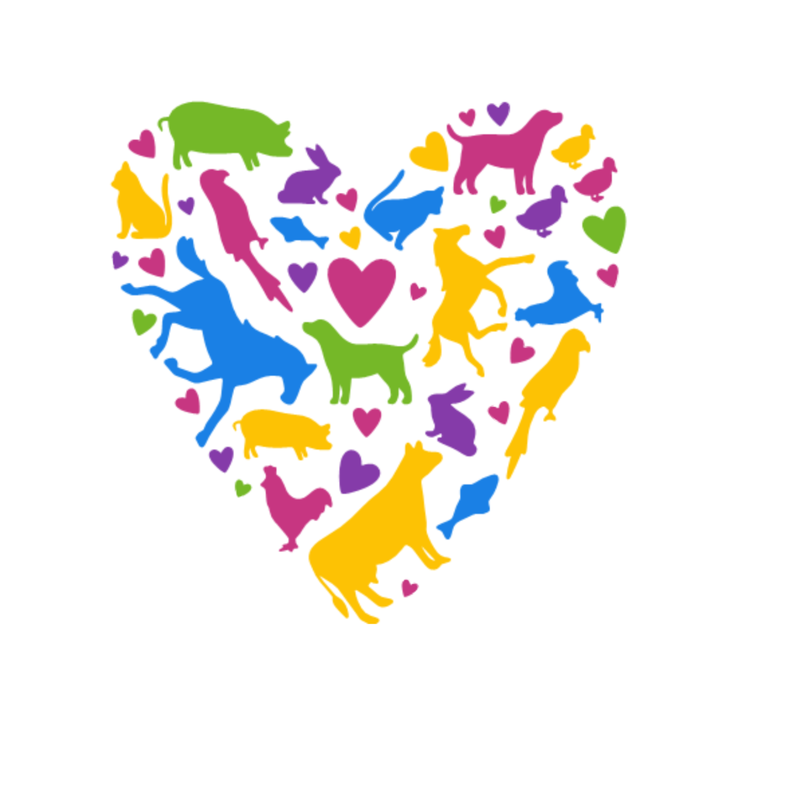 Heart With Animals Sticker - Durable, Vinyl
