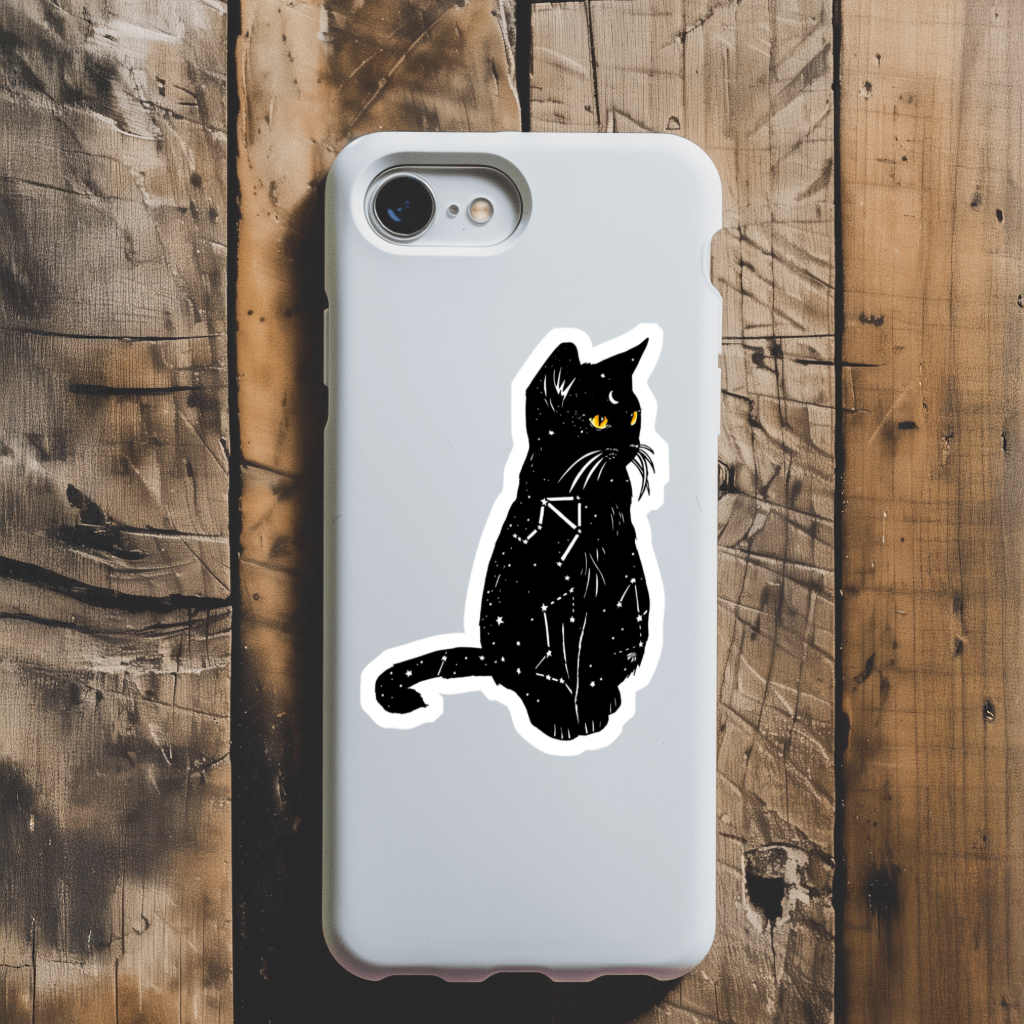 Durable, vinyl, die-cut Astrology Cat Sticker