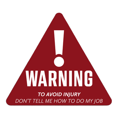 Durable vinyl, die-cut Avoid Injury Sticker