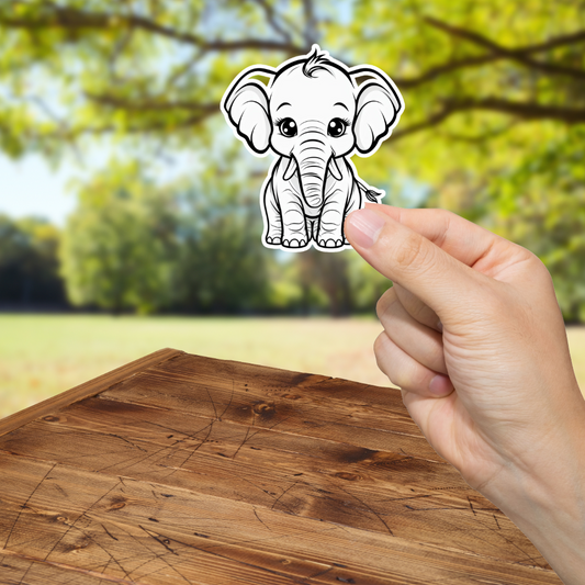 Baby Elephant Sticker - Durable, Vinyl