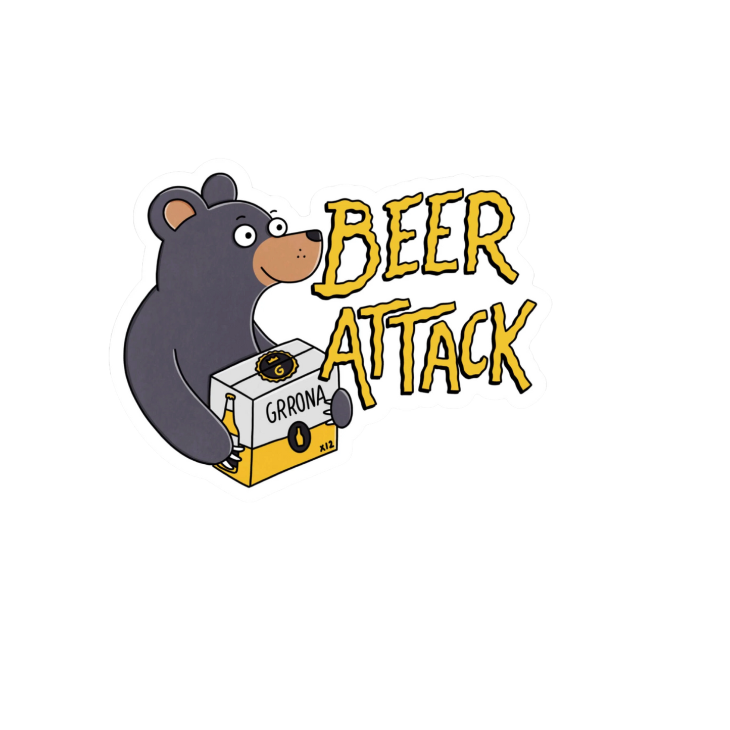 Durable vinyl, die-cut Beer Attack Sticker
