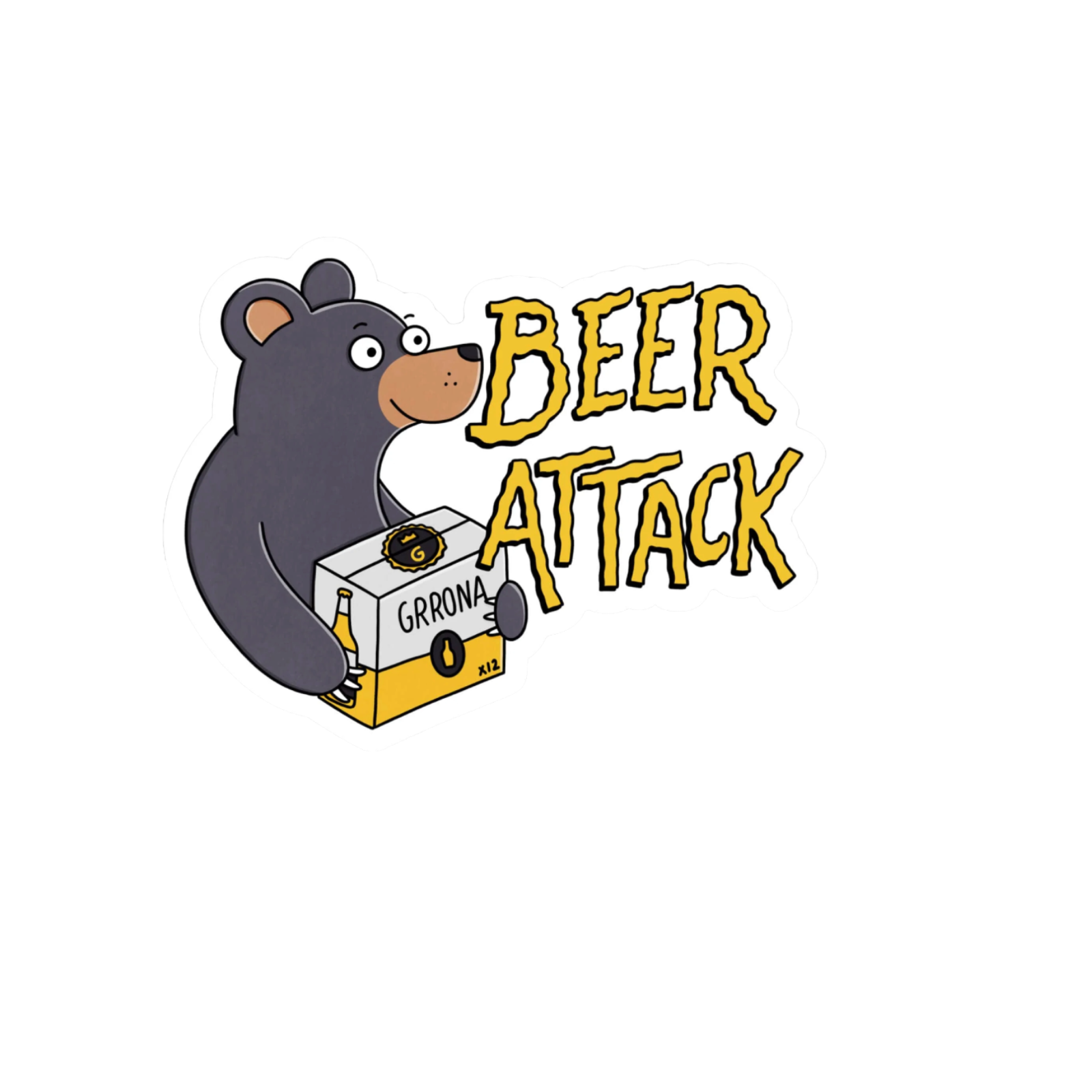 Durable vinyl, die-cut Beer Attack Sticker