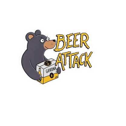 Durable vinyl, die-cut Beer Attack Sticker