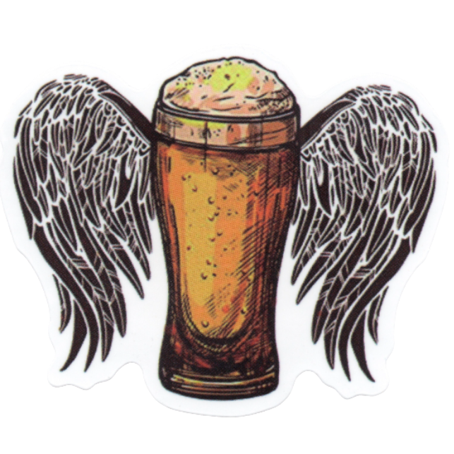 Illustration of a beer with wings on a white background