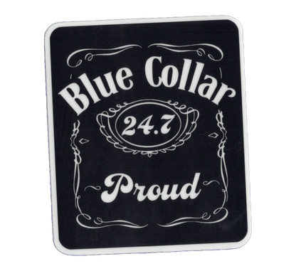 Durable vinyl, die-cut Blue Collar Proud Sticker