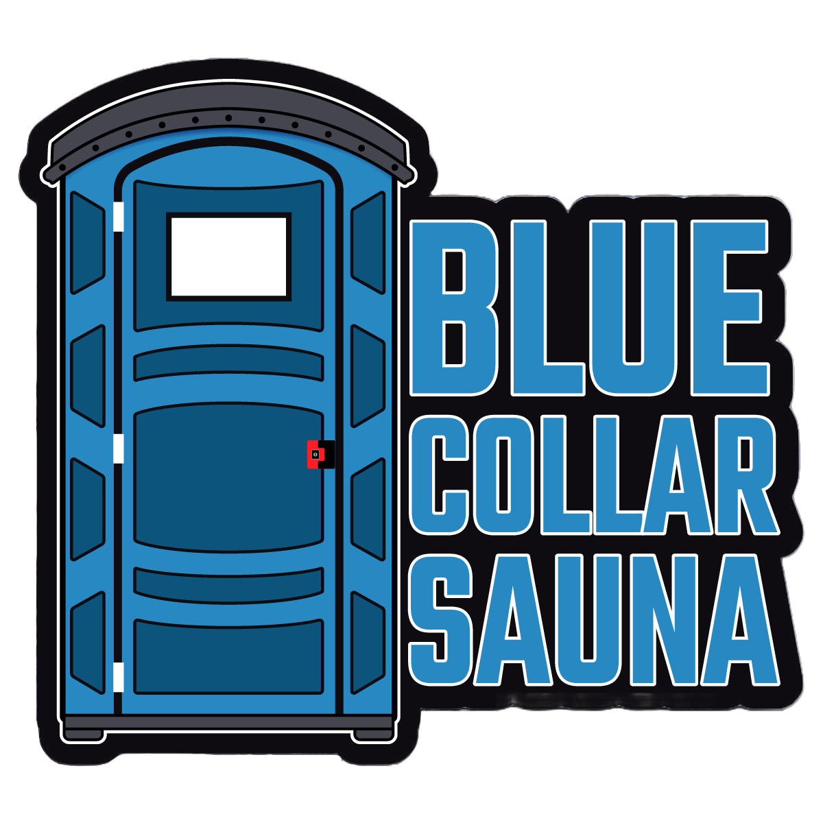 Durable vinyl, die-cut Blue Sauna Sticker