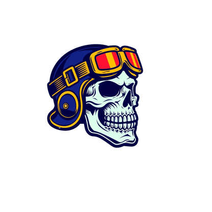 Durable vinyl die-cut Blue Skull Sticker