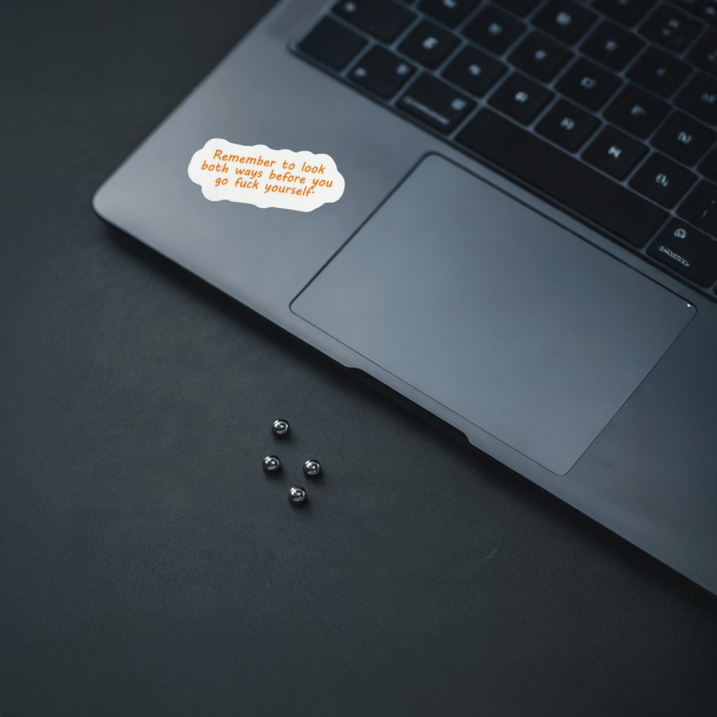 Durable, vinyl, die-cut, Look Both Ways-Fck Yourself Sticker
