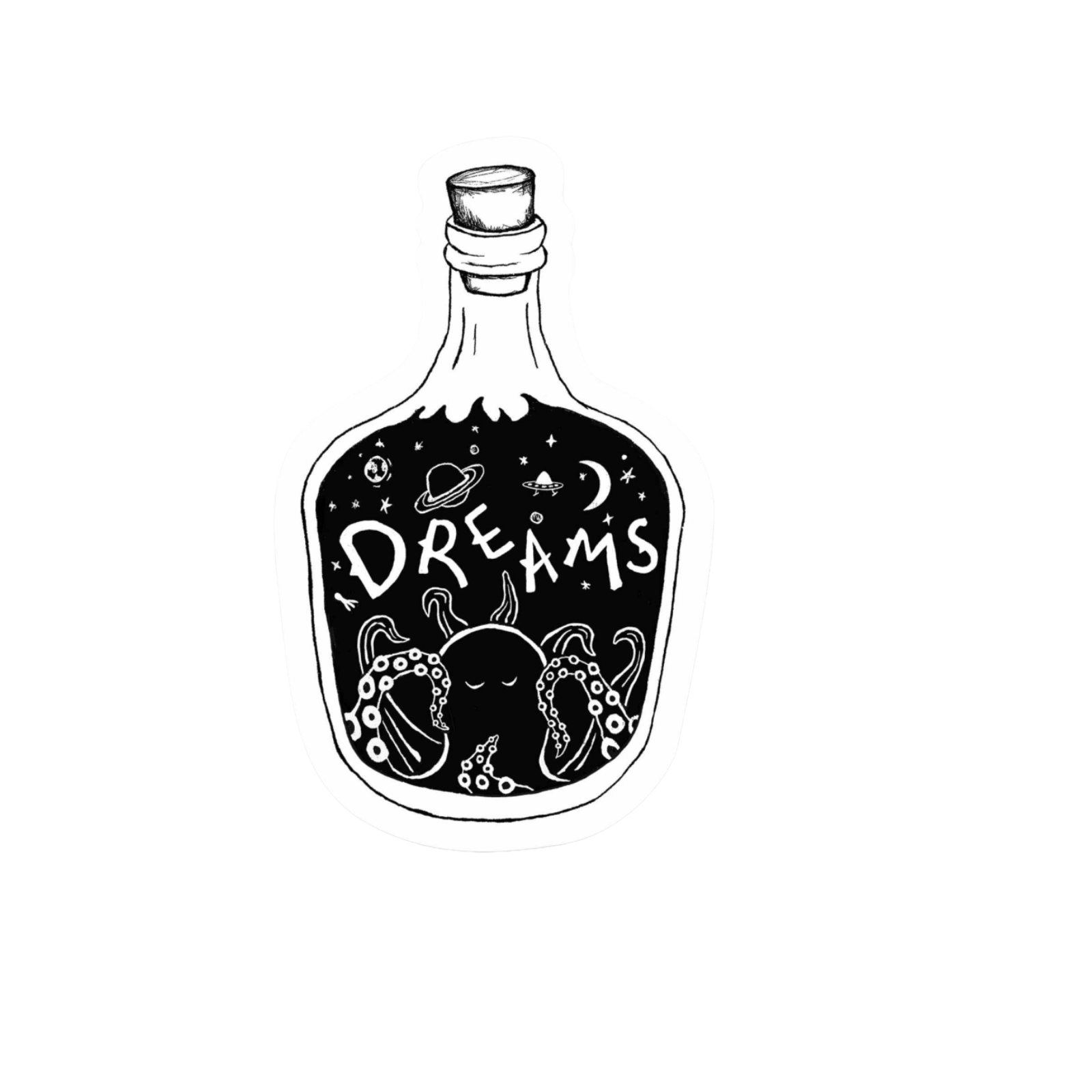Our Bottle Of Dreams Sticker! unique, high-quality, vinyl die-cut, eco-friendly stickers