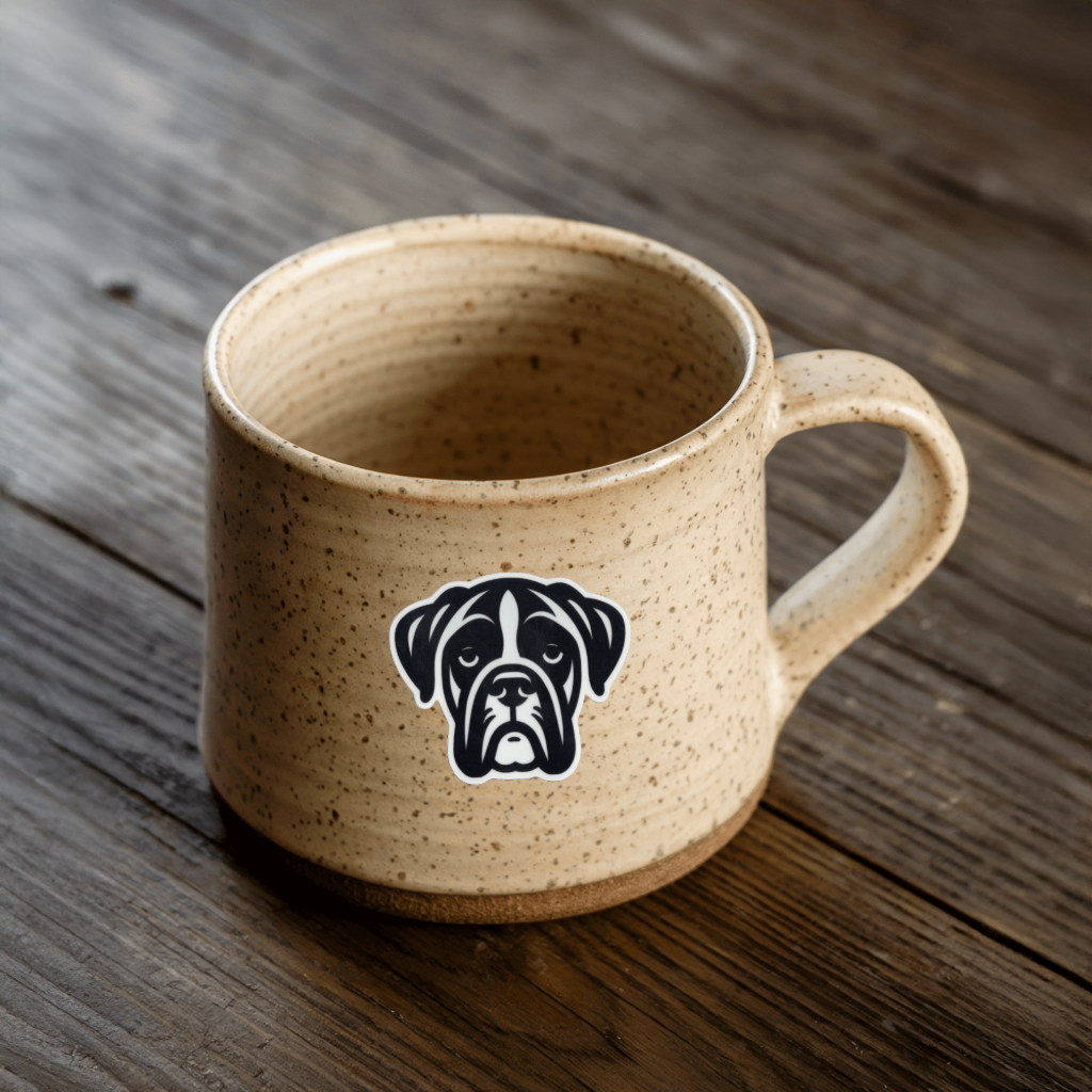 Durable vinyl, die-cut Boxer Sticker.