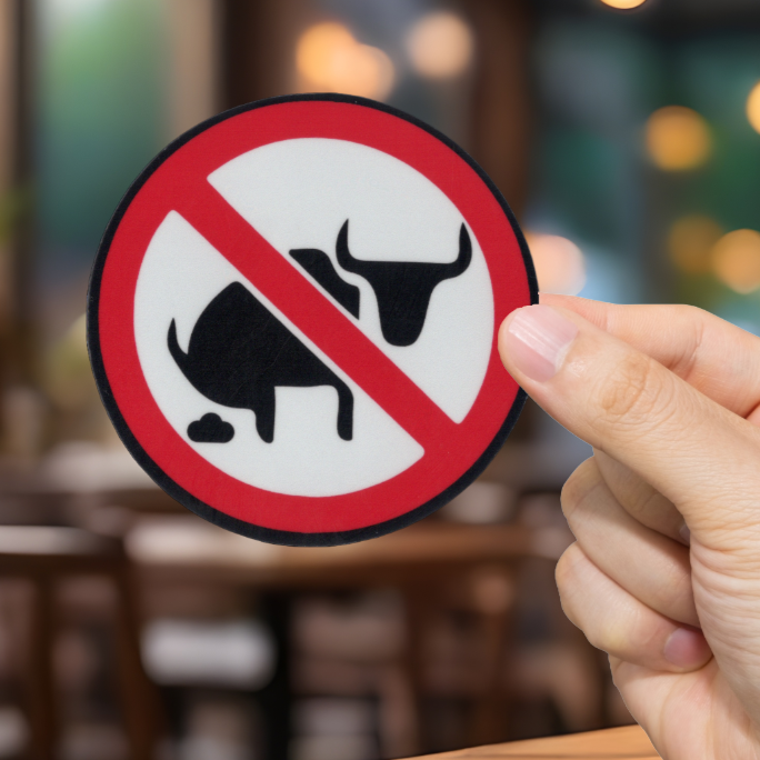 Durable, vinyl, die-cut, No Bull Shit Sticker.