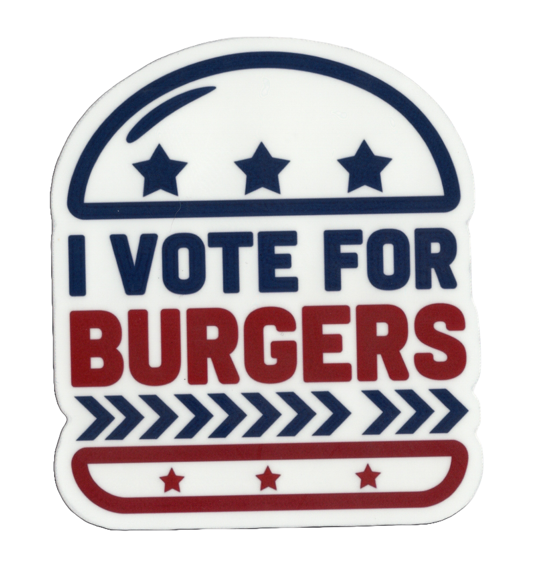 Durable vinyl, die-cut Burgers Sticker