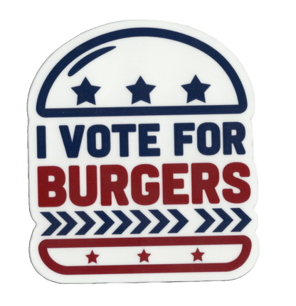Durable vinyl, die-cut Burgers Sticker