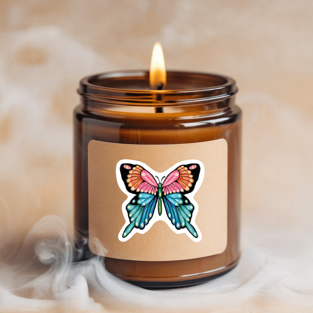 Durable vinyl, die-cut Artistic Butterfly Sticker 1.