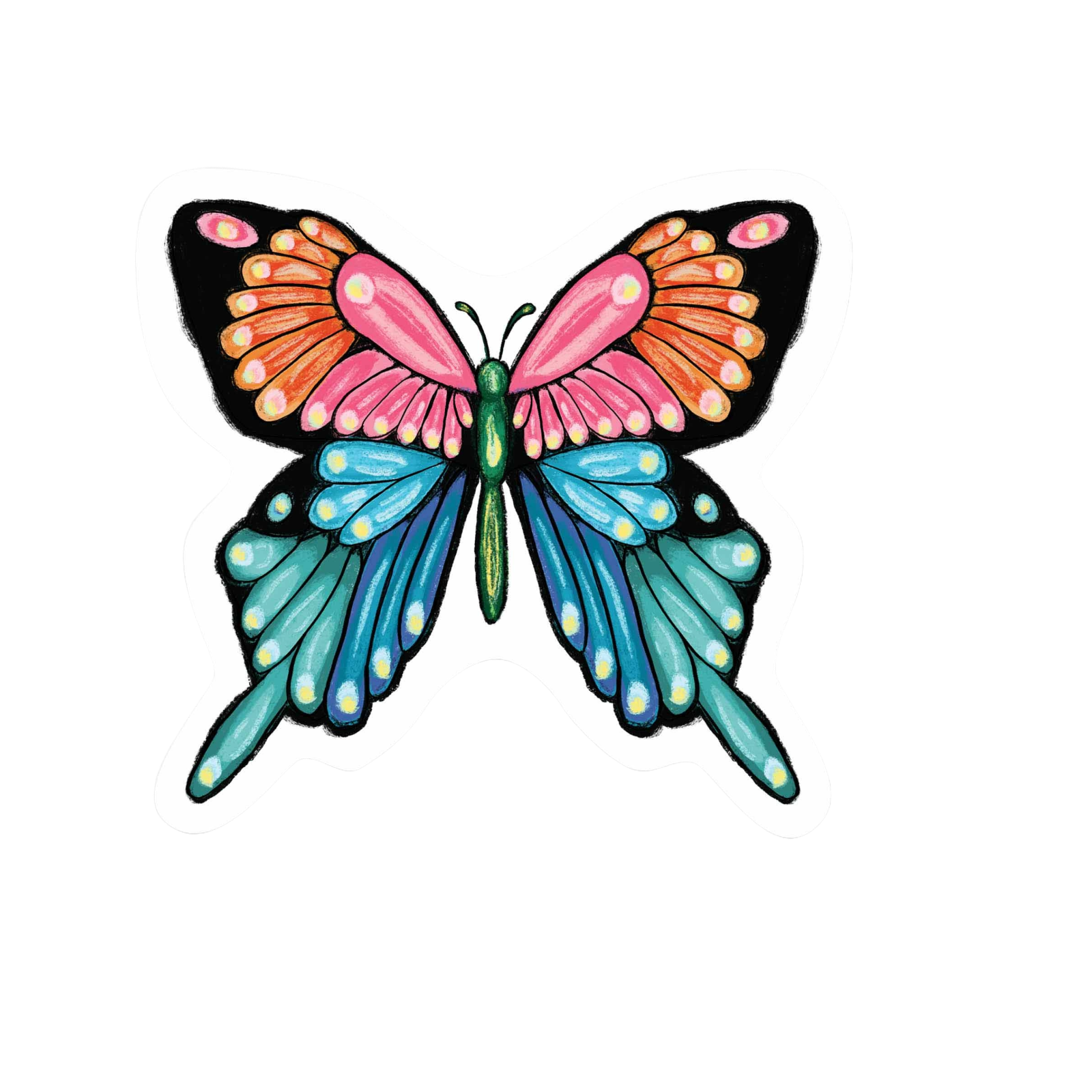 Durable vinyl, die-cut Butterfly Art 1 Sticker