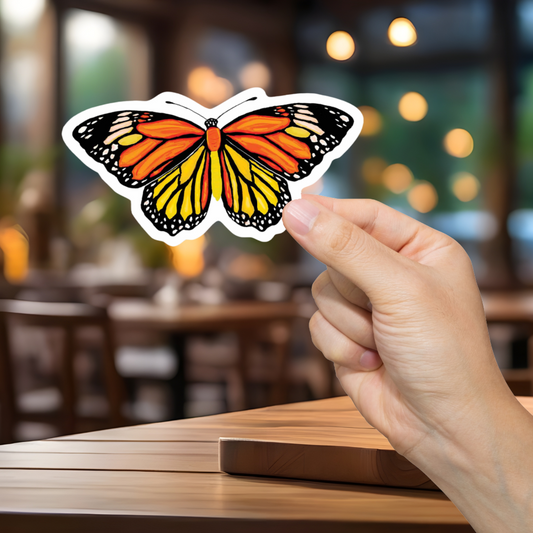 Artistic Monarch Butterfly Sticker - Durable, Vinyl