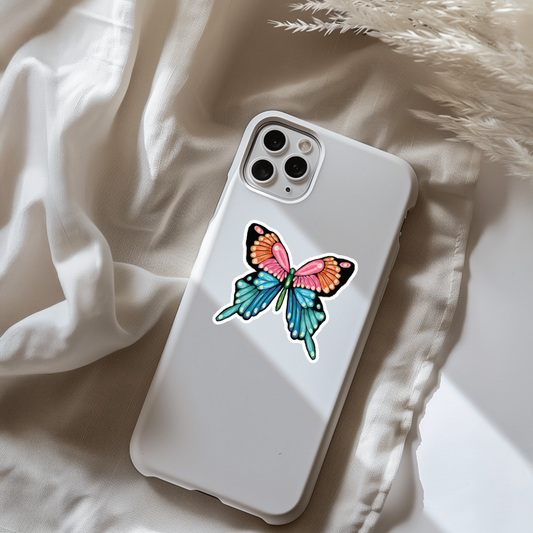 Durable, vinyl, die-cut, Pastel Butterfly Sticker.