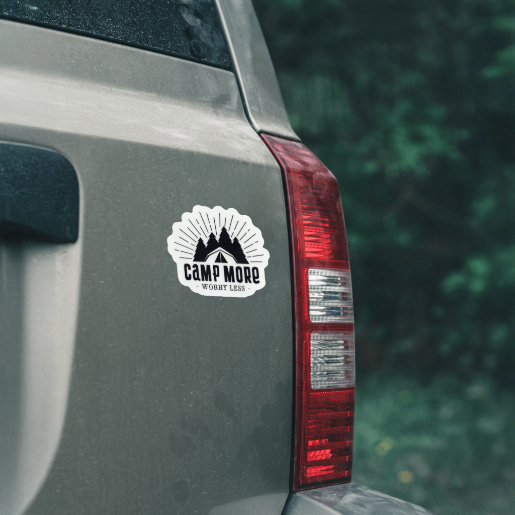 Durable vinyl, die-cut Camp More Worry Less Sticker