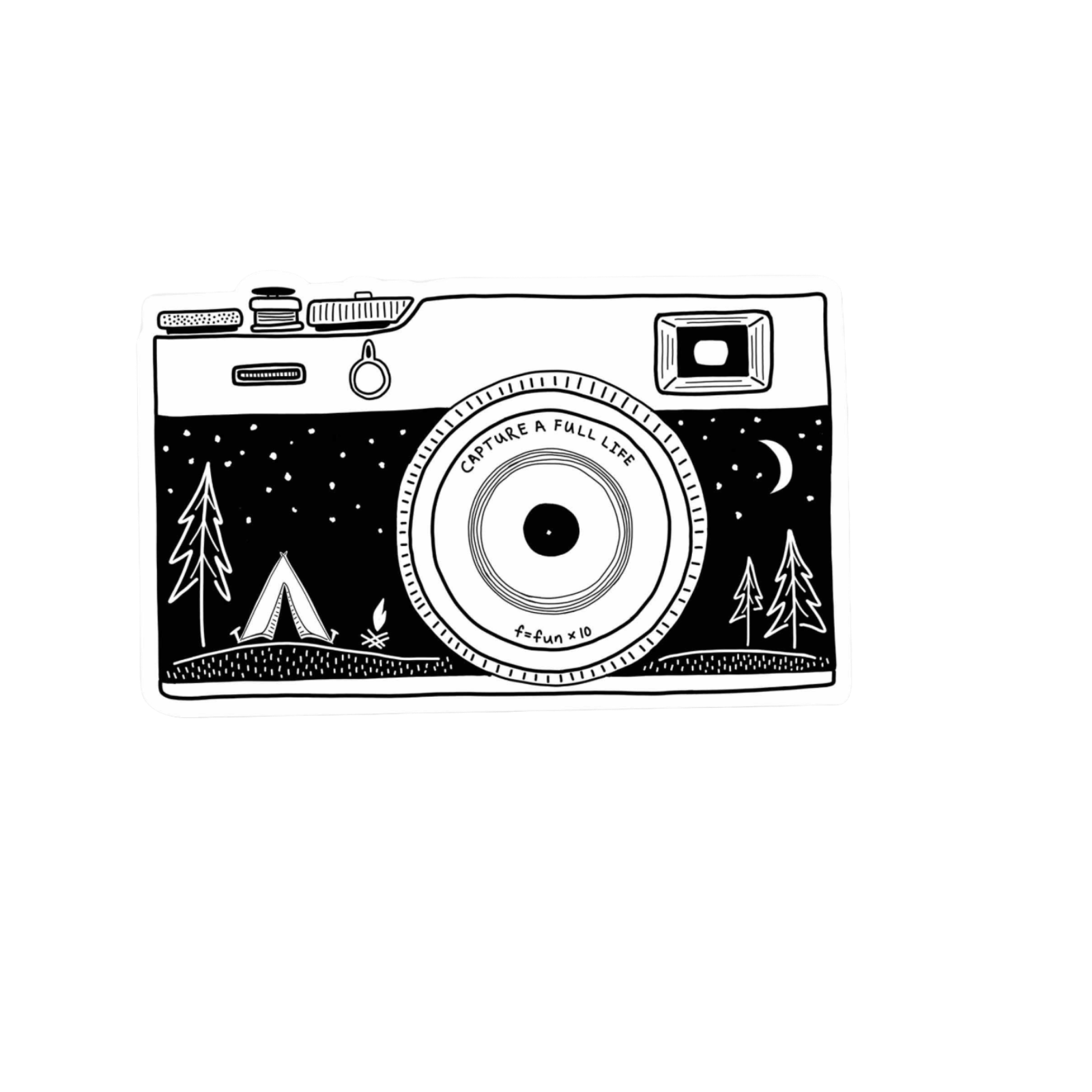 Our Camping Camera Sticker! unique, high-quality, vinyl die-cut, eco-friendly stickers