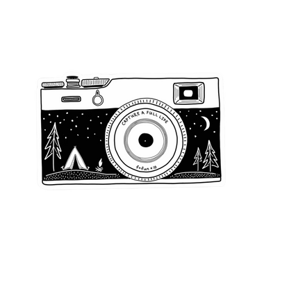 Our Camping Camera Sticker! unique, high-quality, vinyl die-cut, eco-friendly stickers