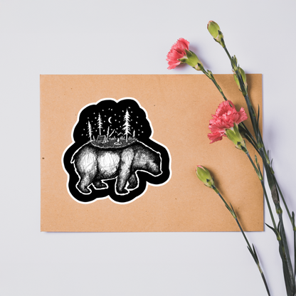 Our Campsite Bear Sticker! unique, high-quality, vinyl die-cut sticker.