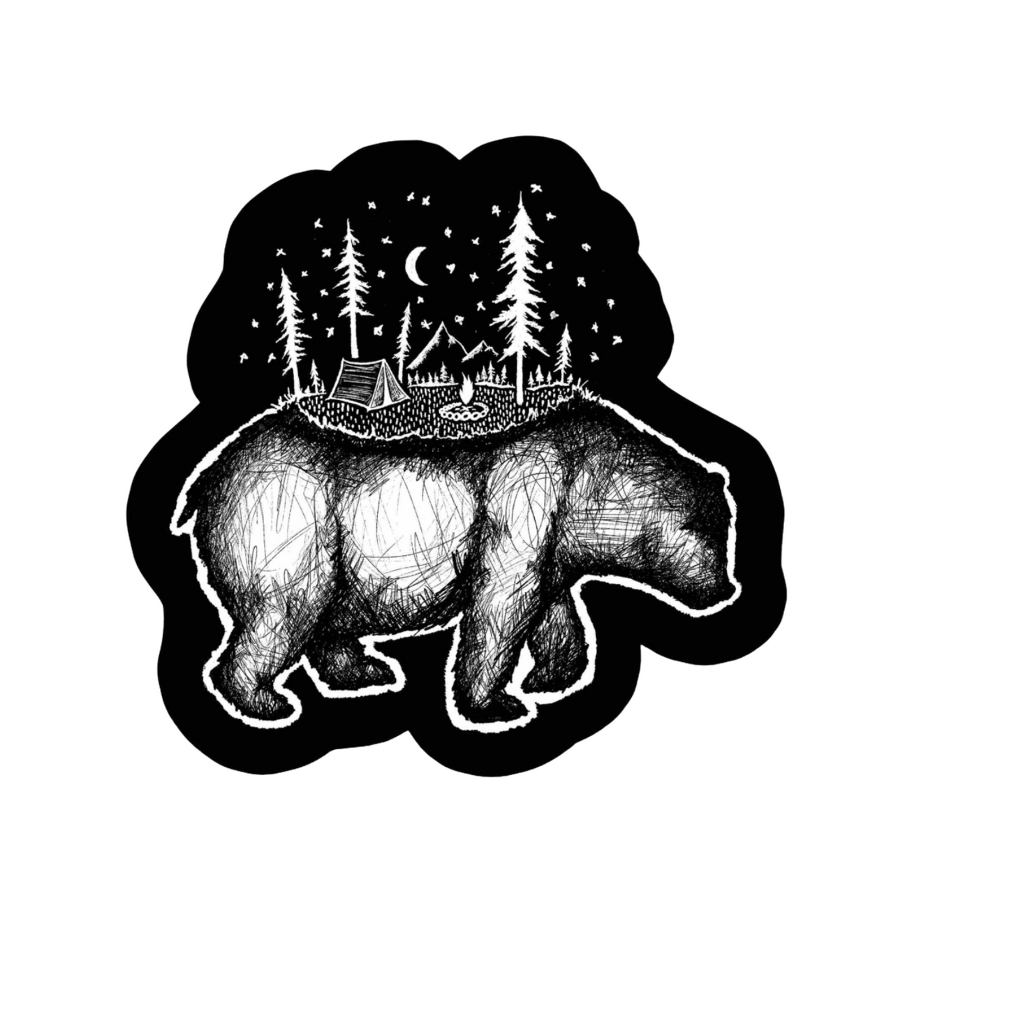 Our Campsite Bear Sticker! unique, high-quality, vinyl die-cut, eco-friendly stickers