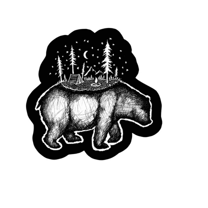Our Campsite Bear Sticker! unique, high-quality, vinyl die-cut, eco-friendly stickers