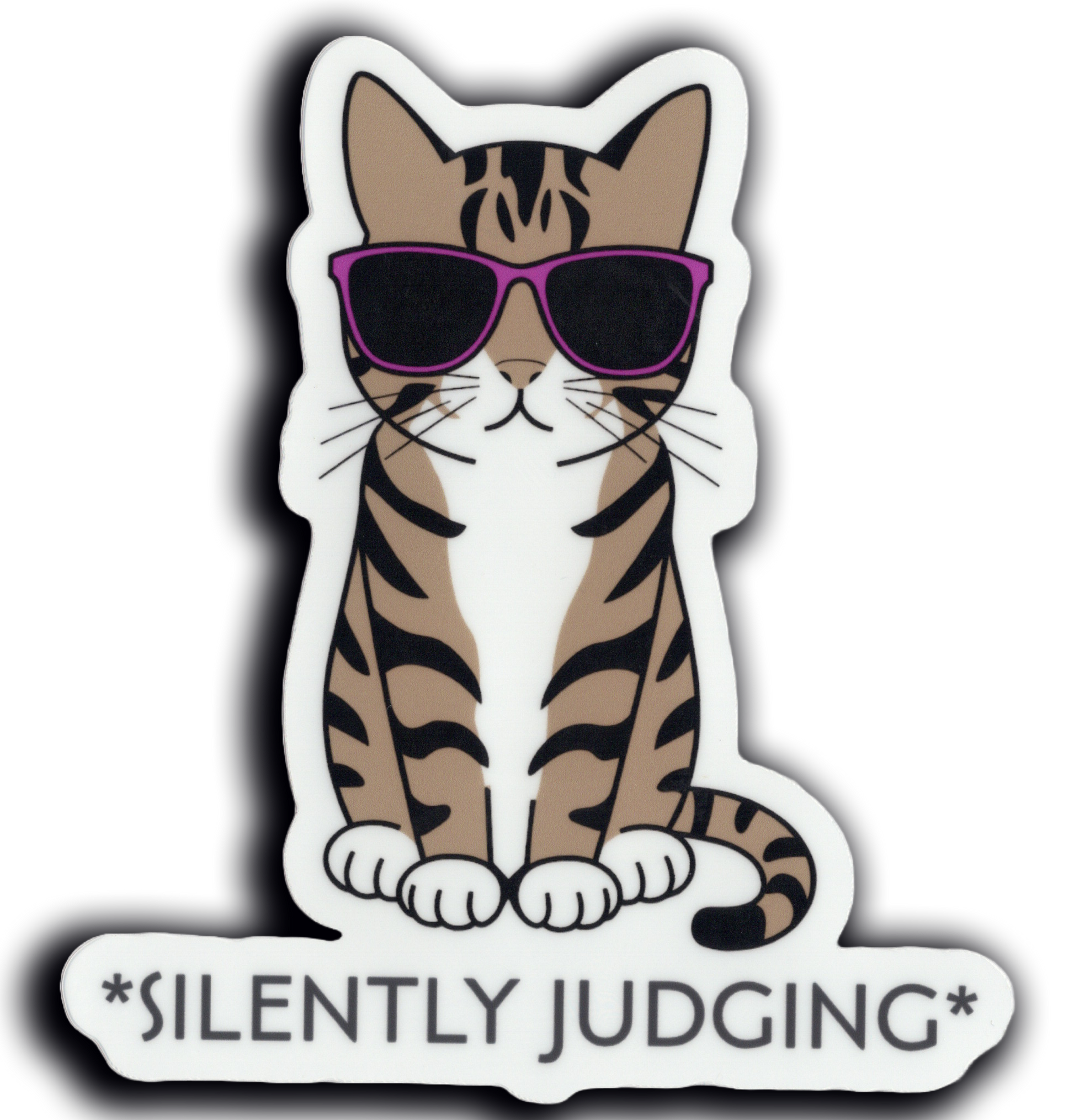 Durable vinyl, die-cut Cat Judge Sticker