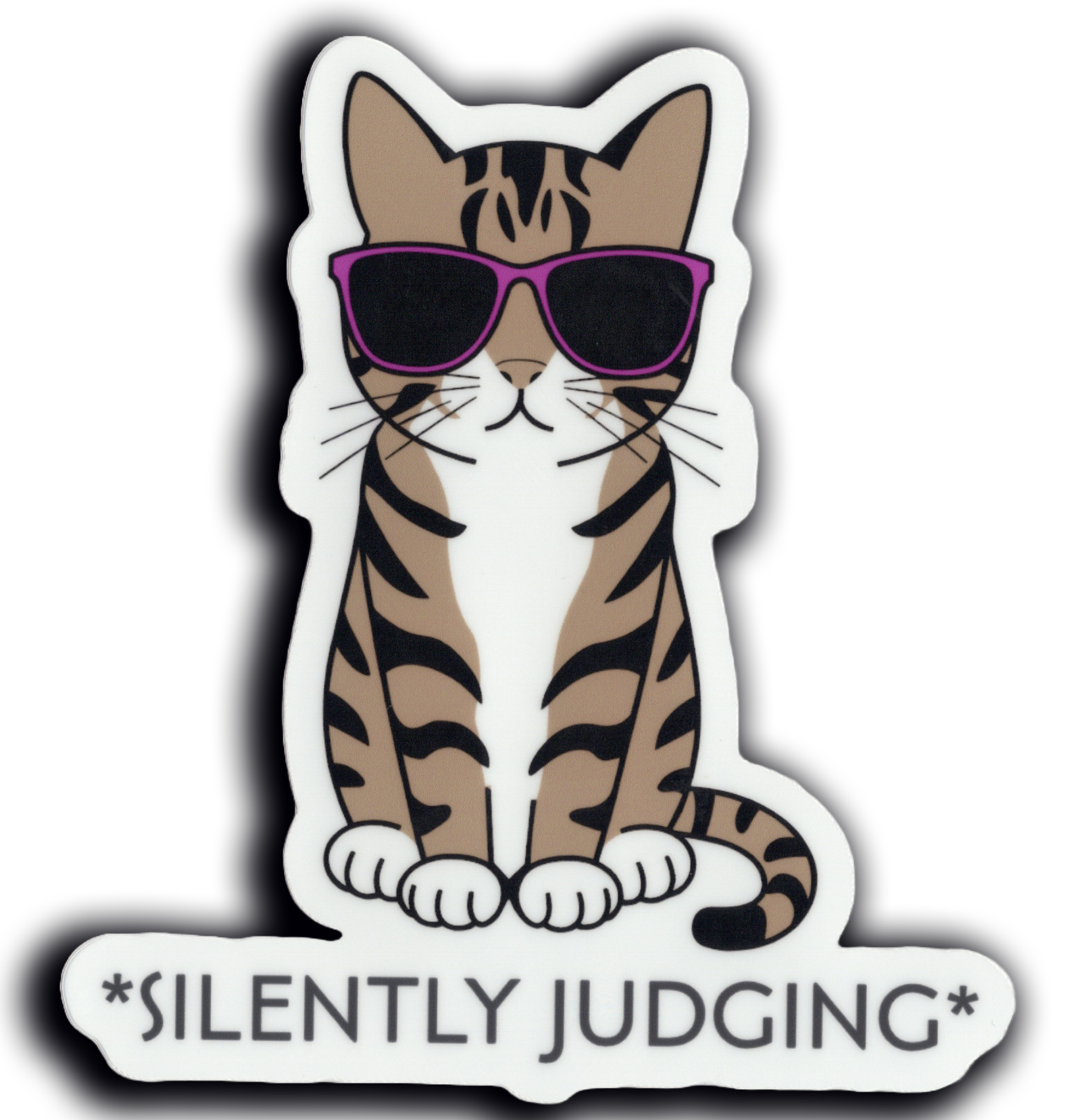Durable vinyl, die-cut Cat Judge Sticker