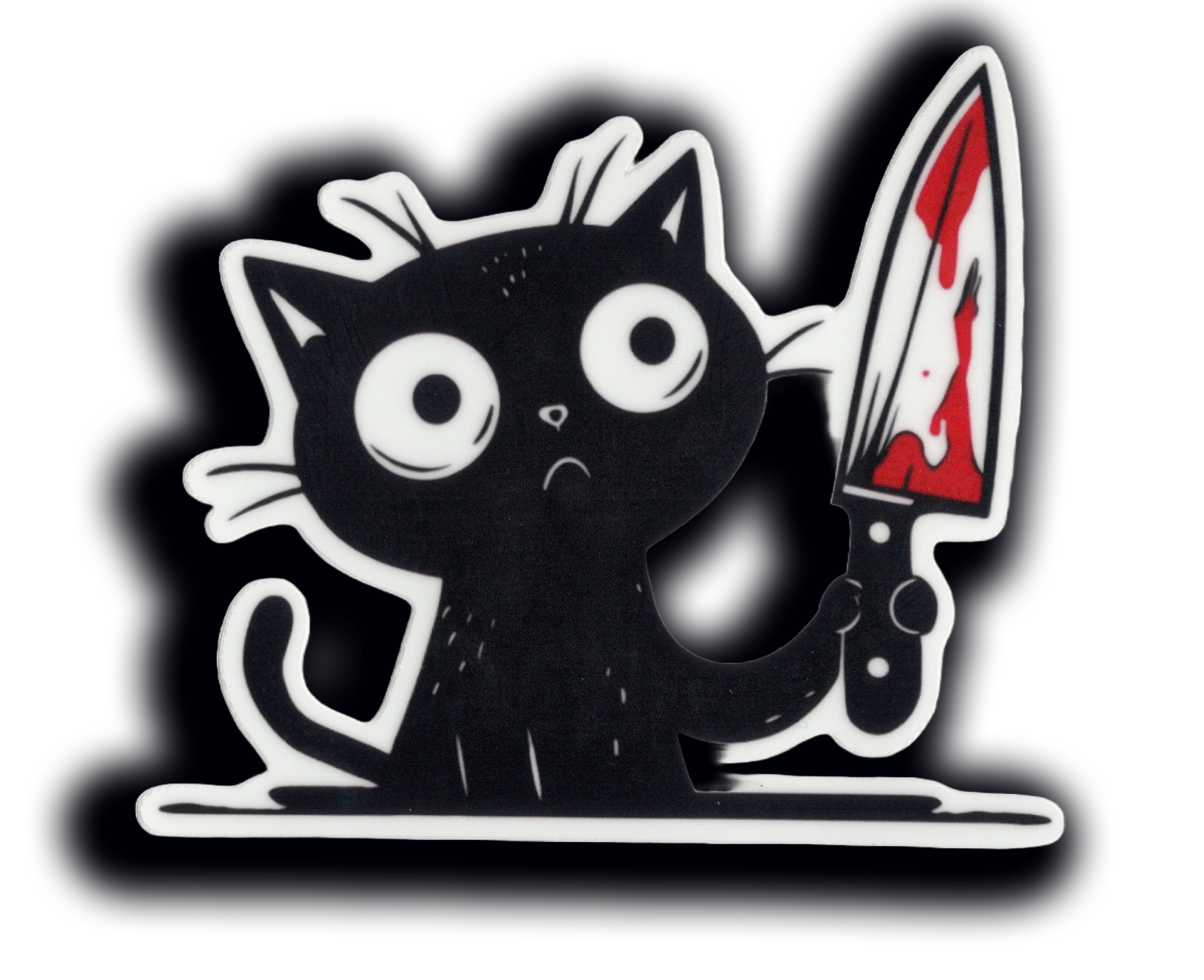 Durable vinyl, die-cut Cat Knife Sticker