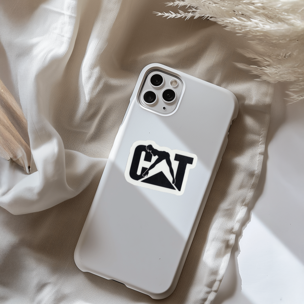 Durable vinyl, die-cut Cat Equipment Sticker.