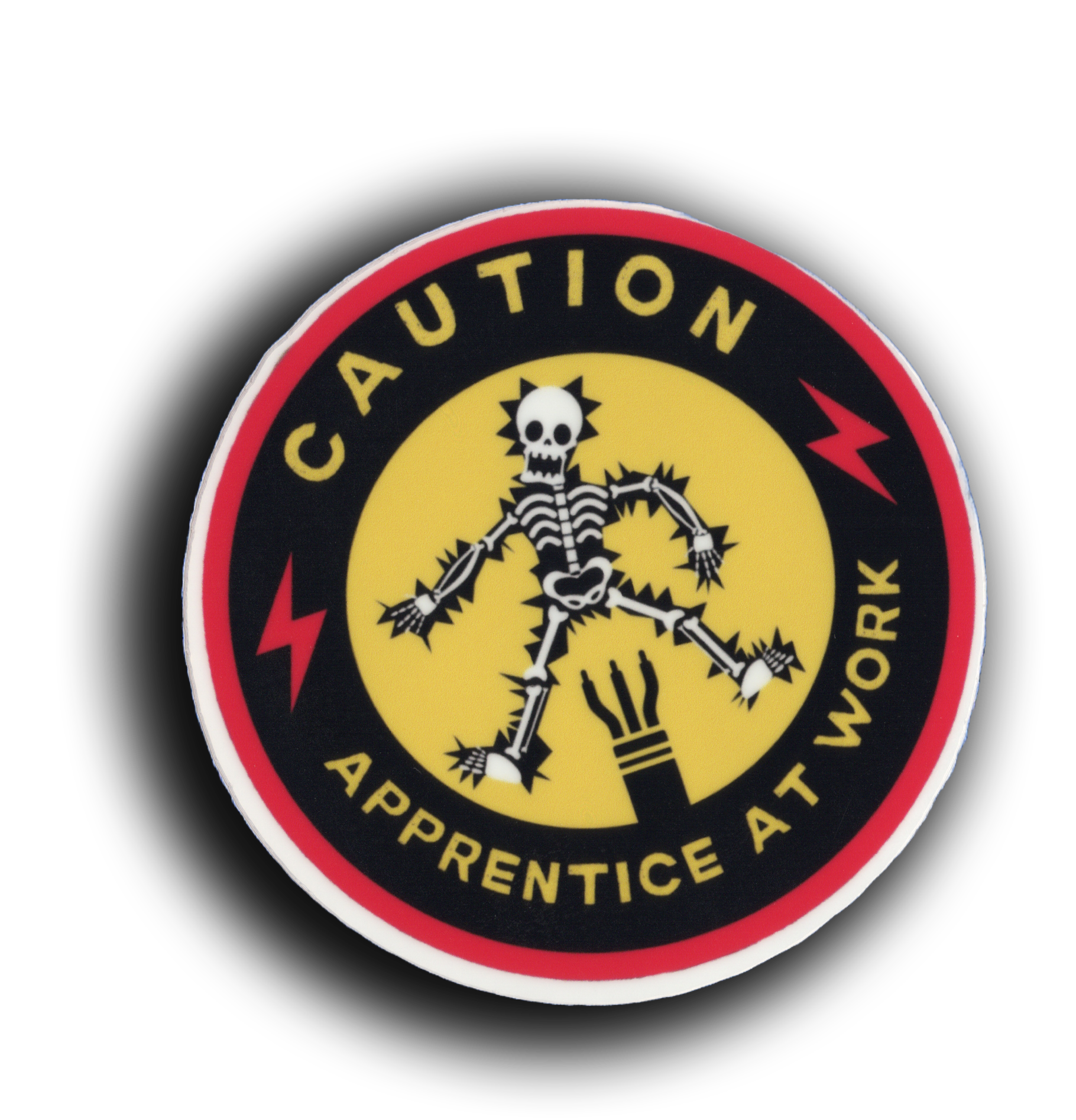 Durable vinyl, die-cut Caution Sticker